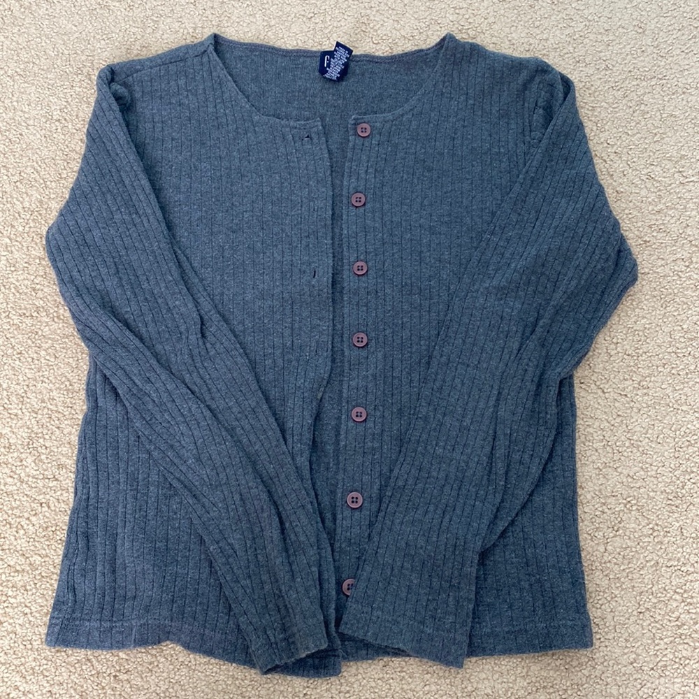 GAP Gray Ribbed Cardigan Sweater
